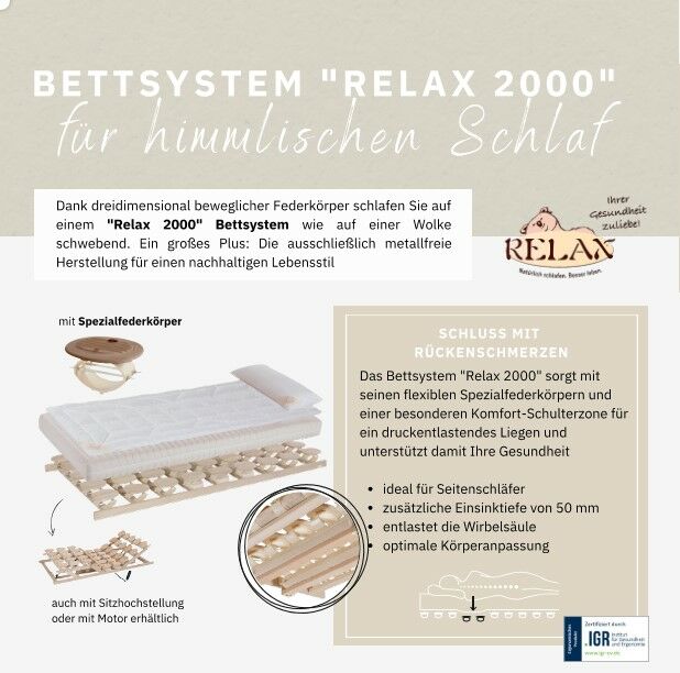Schlafsystem oder Bettsystem Relax 2000 in Sulzemoos zwischen München und Augsburg